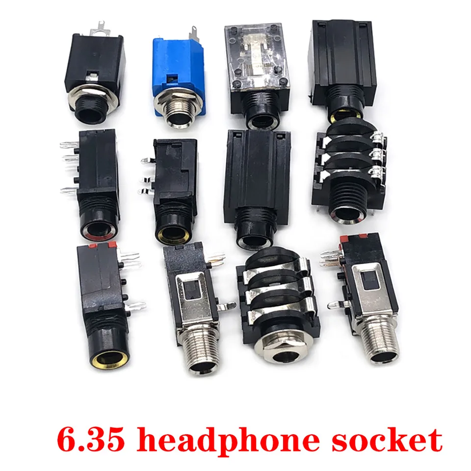 6,35 mm konektor reproduktorov zvukových konektorov 1/4 palca 6,35 Mono ženská objímka PCB PAND MONT MIKROPHONU ADIO ADIO Adaptér