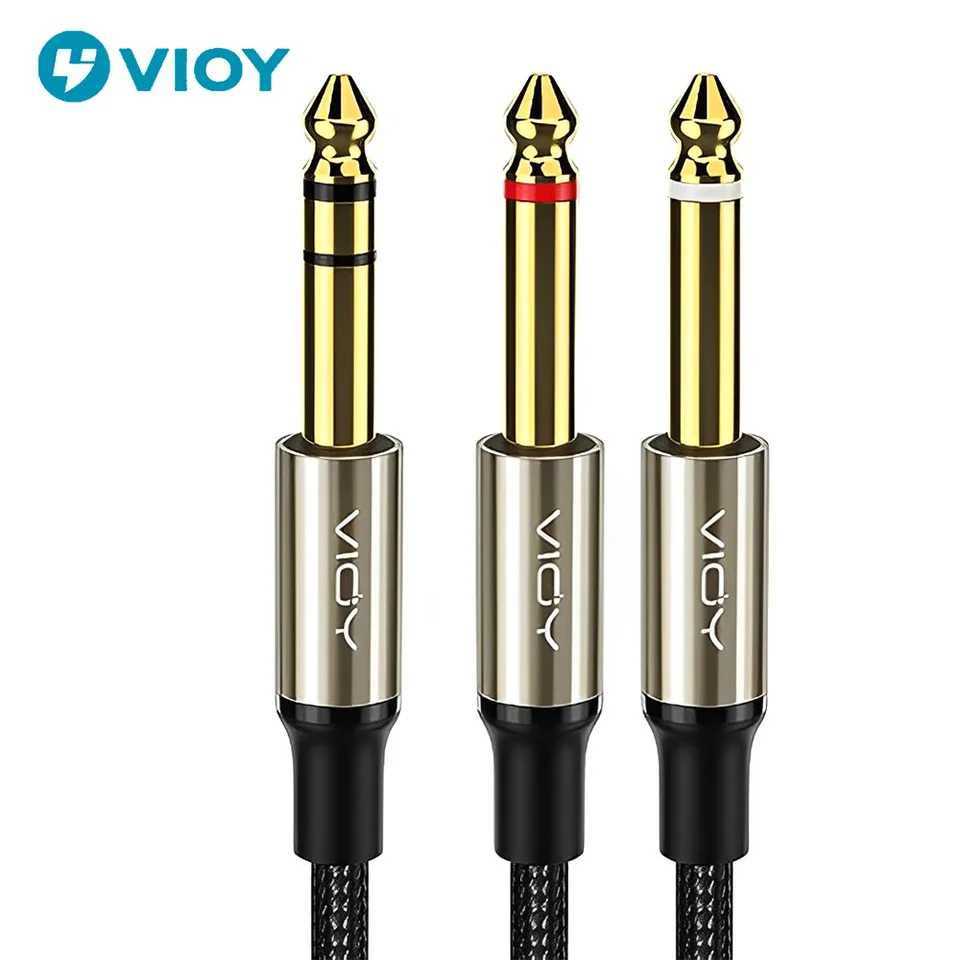6,35 TRS kábel 1/4 palca TRS stereo až duálne 1/4 palca TS Mono Y-Slitter Cable Patch kábel pre gitaru pre mixér reproduktorov atď.