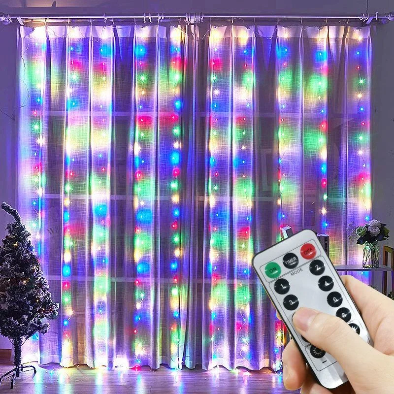 6/3M LED LED curtain Fairy Lights String Outdoor Street Girland na okne Festoon vianočné svadobné sviatočné výzdoba pre dom
