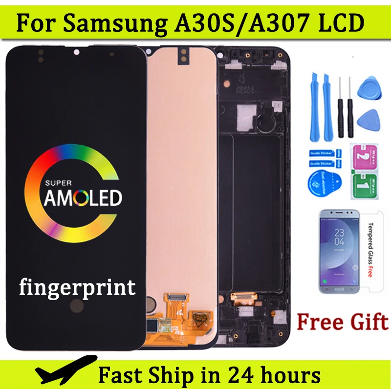 6.4 '' Super AMOLED pre displej LCD A30S A30S A30S s zostavou digitátora dotykovej obrazovky A307F A307FN A307G A307GN LCD