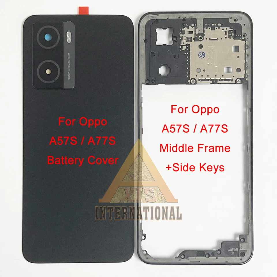 6,56 '' Stupeň AAA pre OPPO A57S CPH2385 Kryt batérie A77S zadný puzdro pre OPPO A77S CPH2473 Zadný kryt stredný rám+nálepka