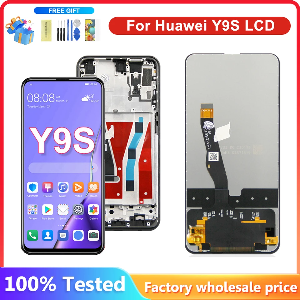 6.59 '' Displej výmeny s rámom pre Huawei Y9S LCD displej dotykovej obrazovky Digitalizátor pre zostavu obrazovky Huawei Y9 S