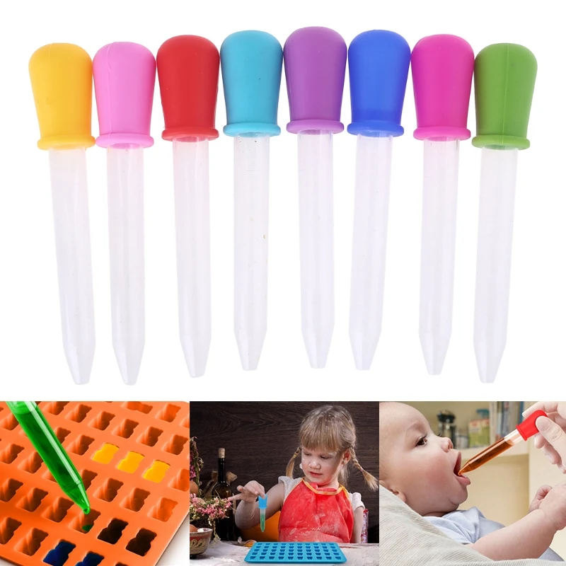 6/7/8/10 PCS Detský kvapkadlo Feeder Child Medicle Detský liek Silikón pipette kvapalina kvapkadlá Dojčiatko 5 ml pipety