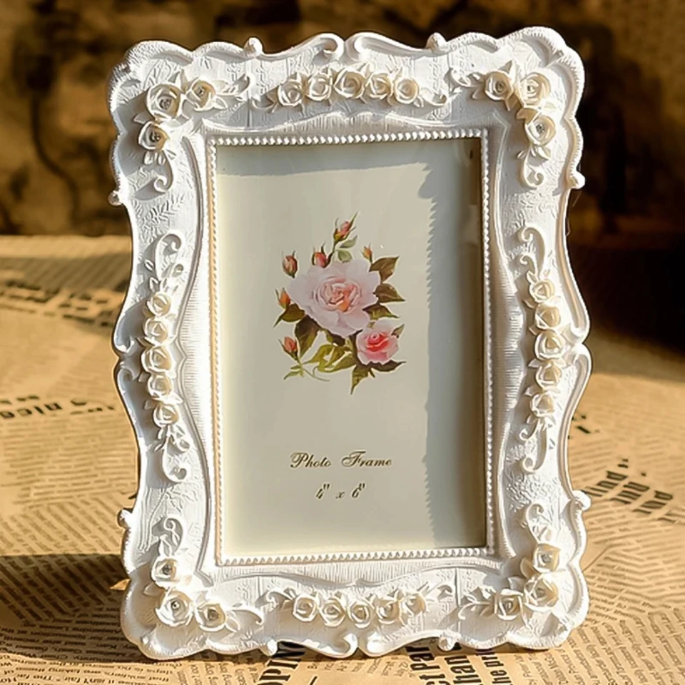 6/7/8 palca biela farba živice Rosin Rose Ráme Európsky držiak fotografií Kreatívne stolové ozdoby Svadobný dekor darček