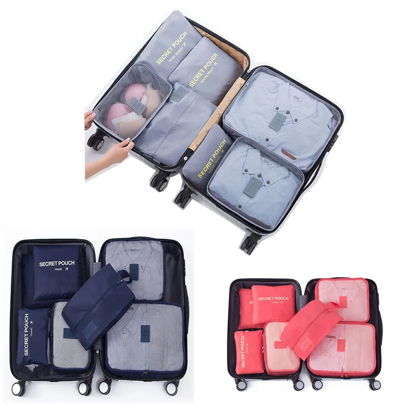 6/7ks/set cestovné tašky Storage Clothes Organization Cube Multifunkčné unisexové balenie podprsenky podprsenka Touch vrecko na batožinu batožiny