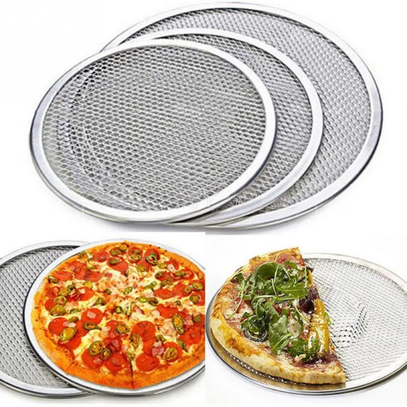 6/8/10/12/14 palca Non Stick Pizza Pizza Pan Pan Bake Tray Hliníková sieťová sieť Bakeware Kuchynské náradie Pizza