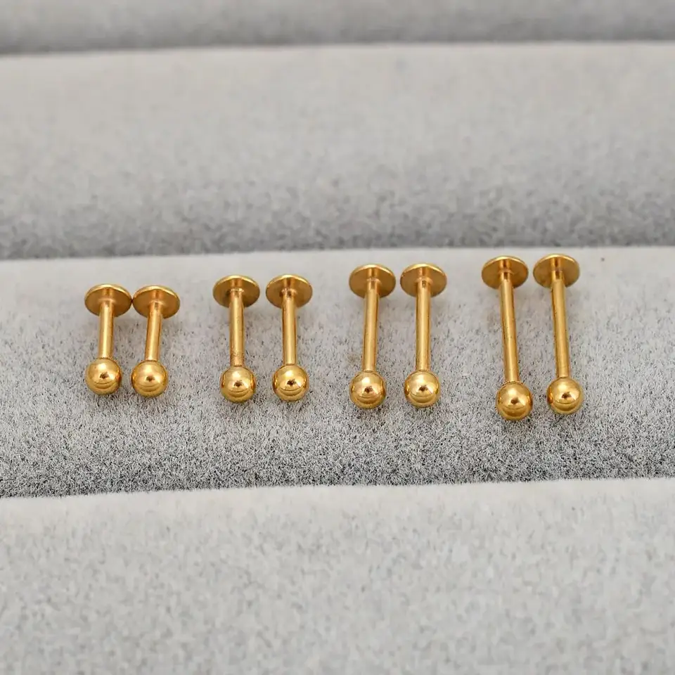 6/8/10/12 mm z nehrdzavejúcej ocele Zlatá guľa Labret Piercing Piercing Jewelry Tragus chrupavka Chrup
