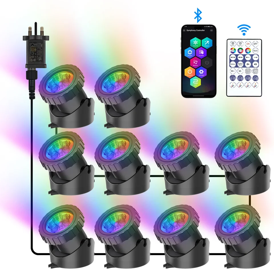 6/8/10 LED RGB pod vodné rybné svetlá IP68 Krajinná fontána Spotlight Bluetooth Control pre ryby akvárium Tank záhradný dvor