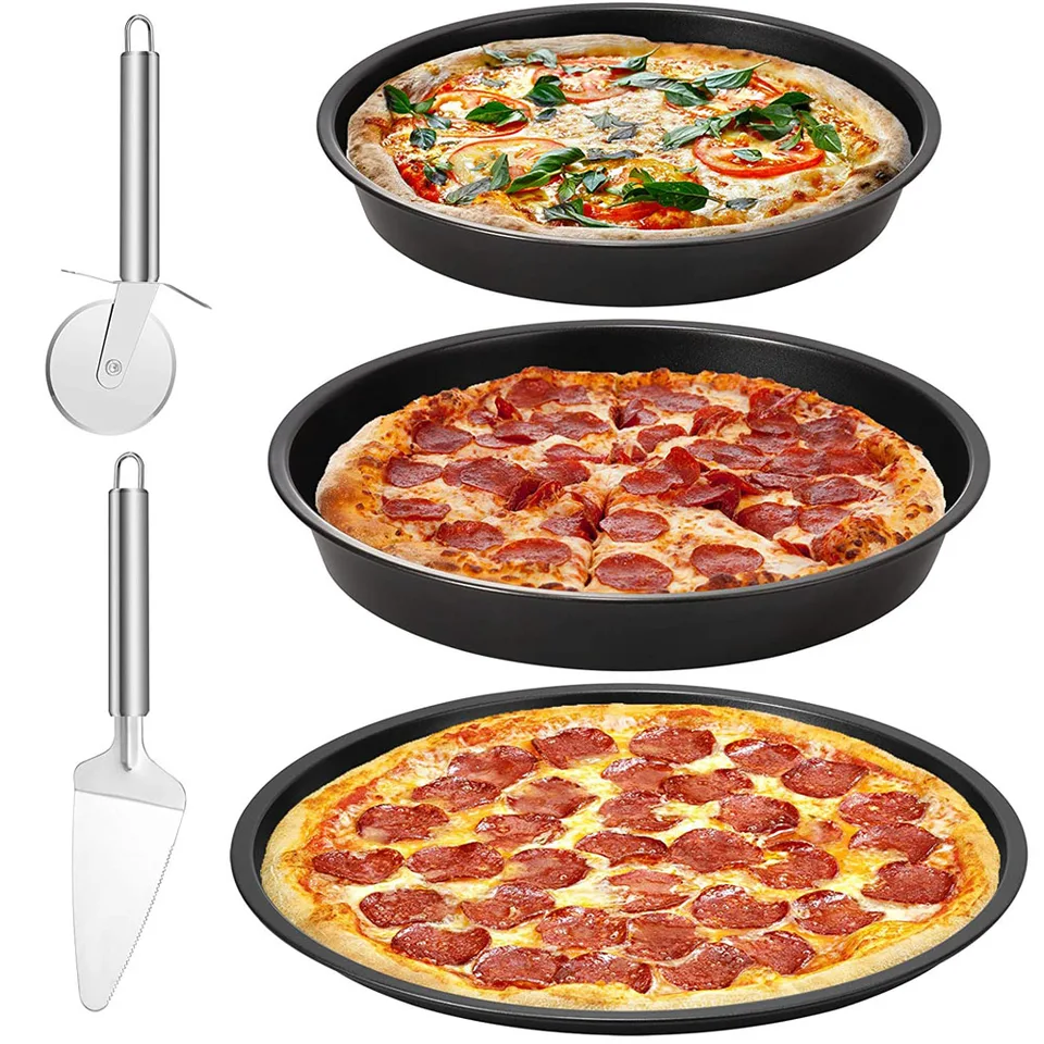 6/8/10 palca Pizza Pečenie panvice Neprežiadané okrúhle pizza Disky Bakeware Pizza Tray Pie Pieš