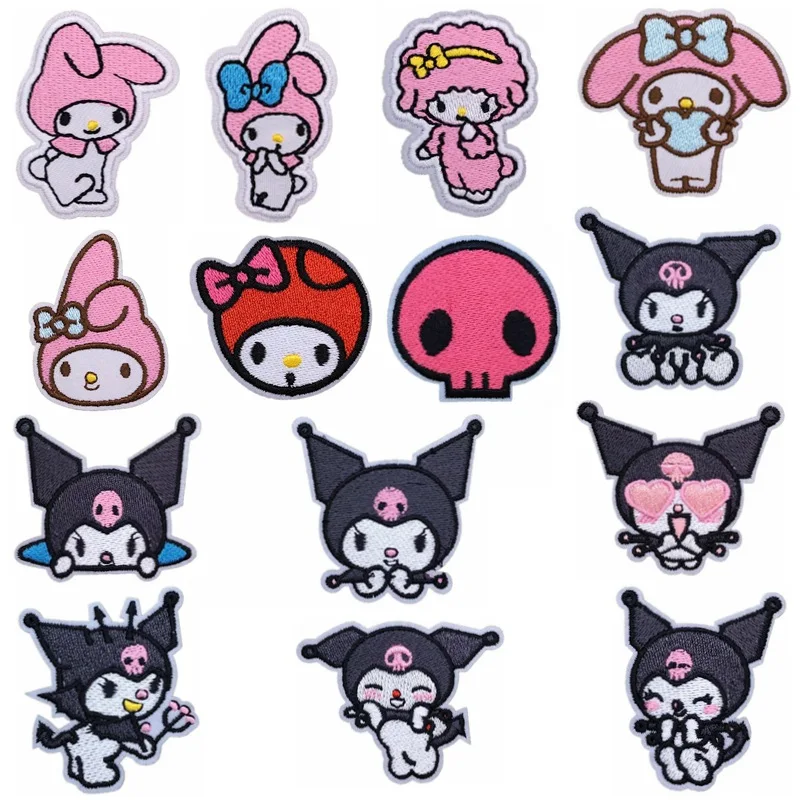 6/8/14ks karikatúra Kuromi Melody Aplikácia pre detské oblečenie železa na lepidlách výšivkov
