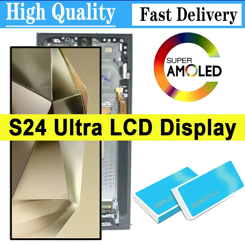 6.8 '' Najlepšie kvalitné AMOLED DISPICE pre Samsung S24 Ultra LCD TONT TOOPTION OPRAVY ČASŤ PRE SAMSUNG S24 ULTRA SM-S928B DISPIT