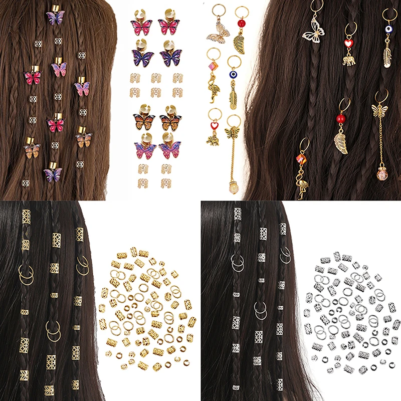 6-80ks boho motýľový prsteň vlasov na vlasy doplnky Loc vlasové šperky pre vrkočky Dreadlocks Práľby Vlasy Dread Locks Braiding Vlasy