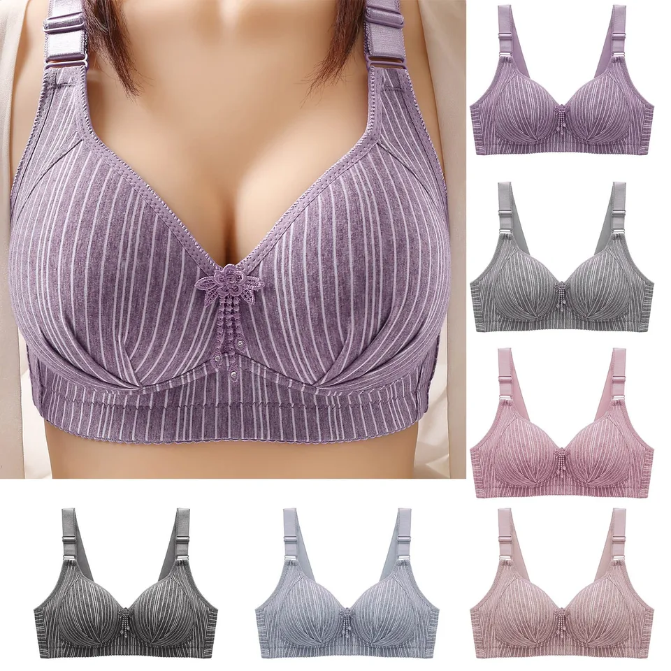 6 balení zmiešané farby podprsenky Ženy Fahsion Cotton Comfort Comfort Podpora spodná bielizeň Veľké prsia show Malé pohodlné každodenné bralet