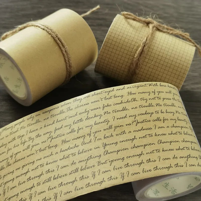 6 cm široké vinobranie kraft papierové mriežky text text washi páska lepiacka páska DIY Scrapbooking Nálepka štítok Masking denník Junk Journal