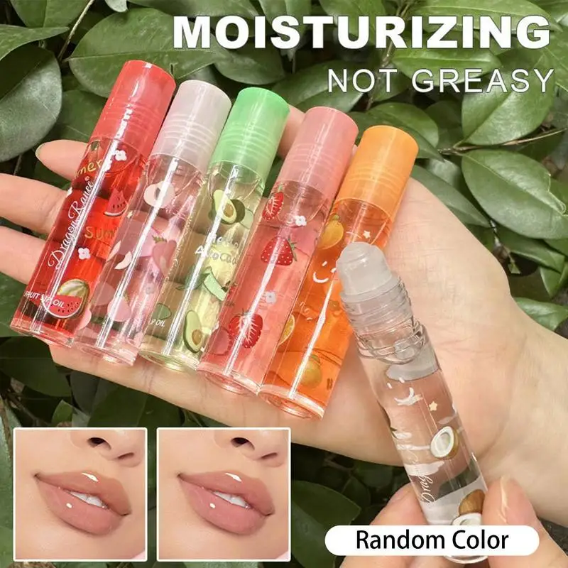 6 farieb Random-Of Fruit Essence Balzam na pery pery Oil Oil Hydratujúci zrkadlový zrkadlový základný rúž Lipstick Hydratačný lesk priehľadný