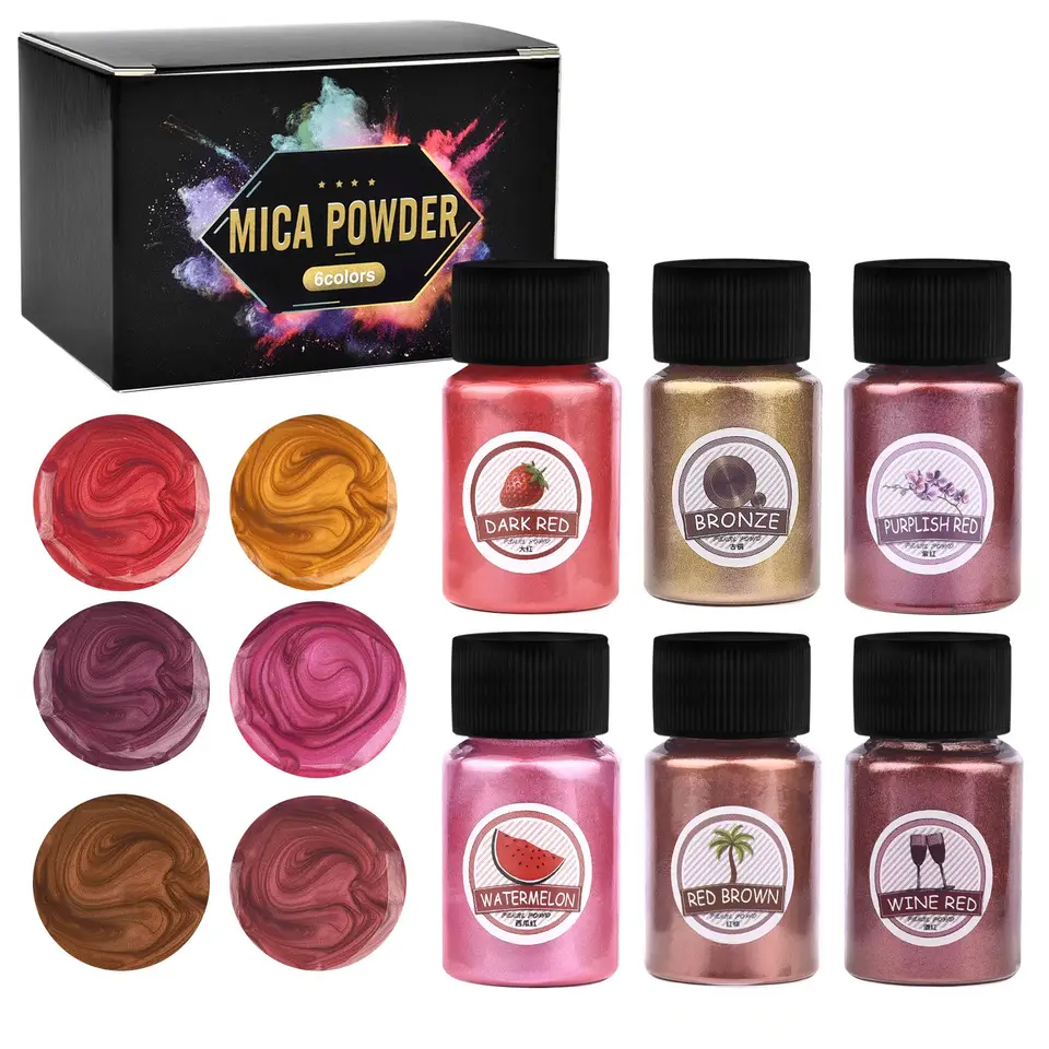 6 farieb/set perlového práškového pigmentu DIY Epoxidová živici Pleseň farbenie farbiva Minerálny prášok Epoxidová živica farbivá perlové pigmenty Glitter Crafts