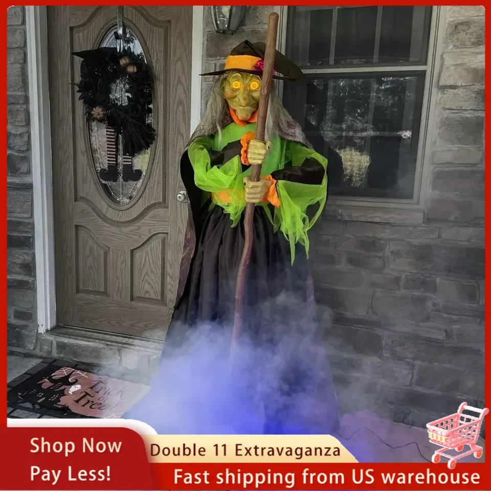 6-ft. Vysoký kotol čarodejnice, pohárik-aktivovaný strašidelný Halloween Animatronic, Plug-in Halloween Prop pre dekorácie v interiéri
