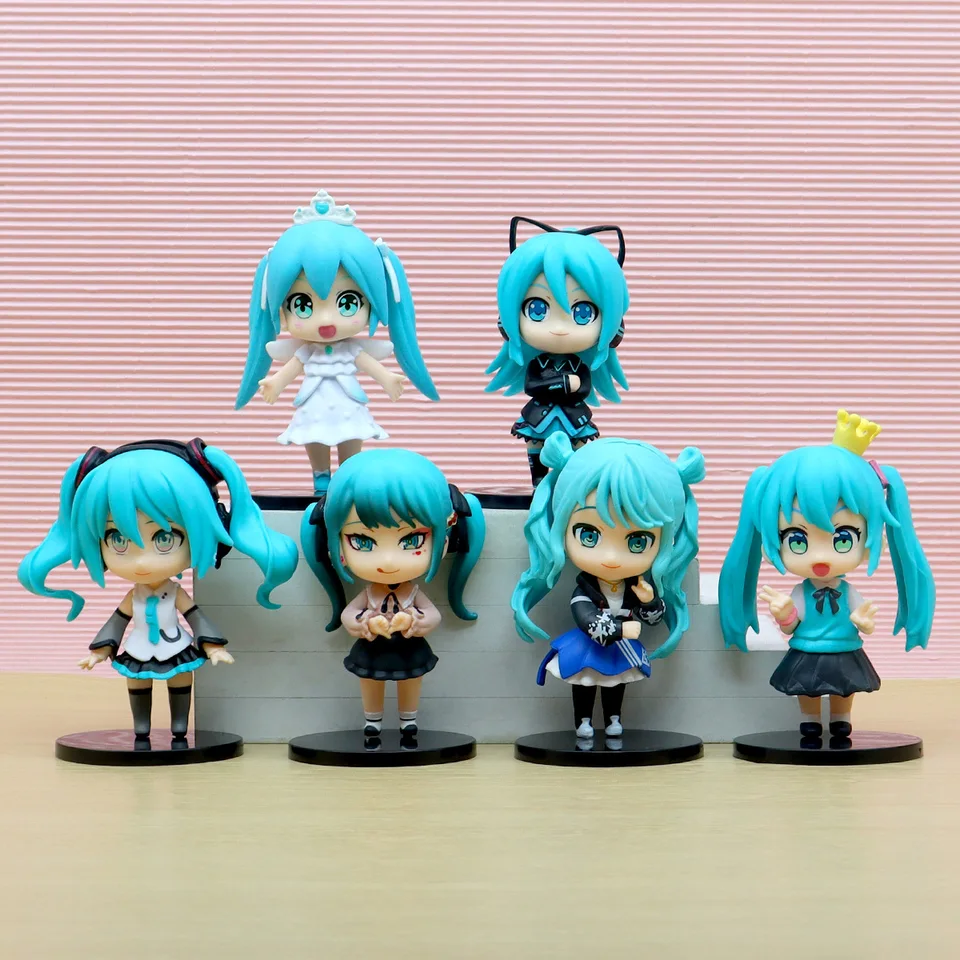 6 ks Anime Hatsune Miku Action Figures Kaito Kagamine Len Electronic Music Singer Singer PVC Model Collection Kid Gift Toy