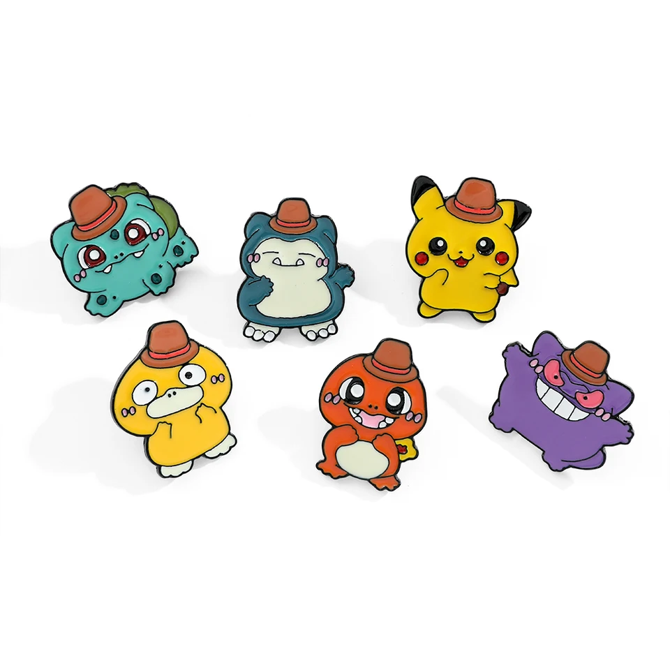 6 ks karikatúrou Pikachu klobúk smaltovaný broš