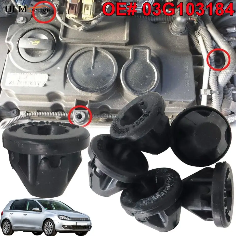 6 ks pre Audi A3 A4 A6 Škoda Octavia VW Polo Golf Jetta SEAT COPLE MOTOROVÝ MOTOROVÝ POLOŽKY GROMMET PULG Socket OE# 03G103184 Výmena automobilu