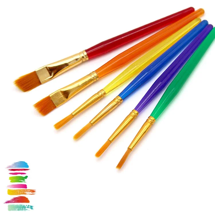 6 ks/set Color Rod Detská kefa DIY Art Art Watercolor Pen Nylon Gouache Pen Olejaľba