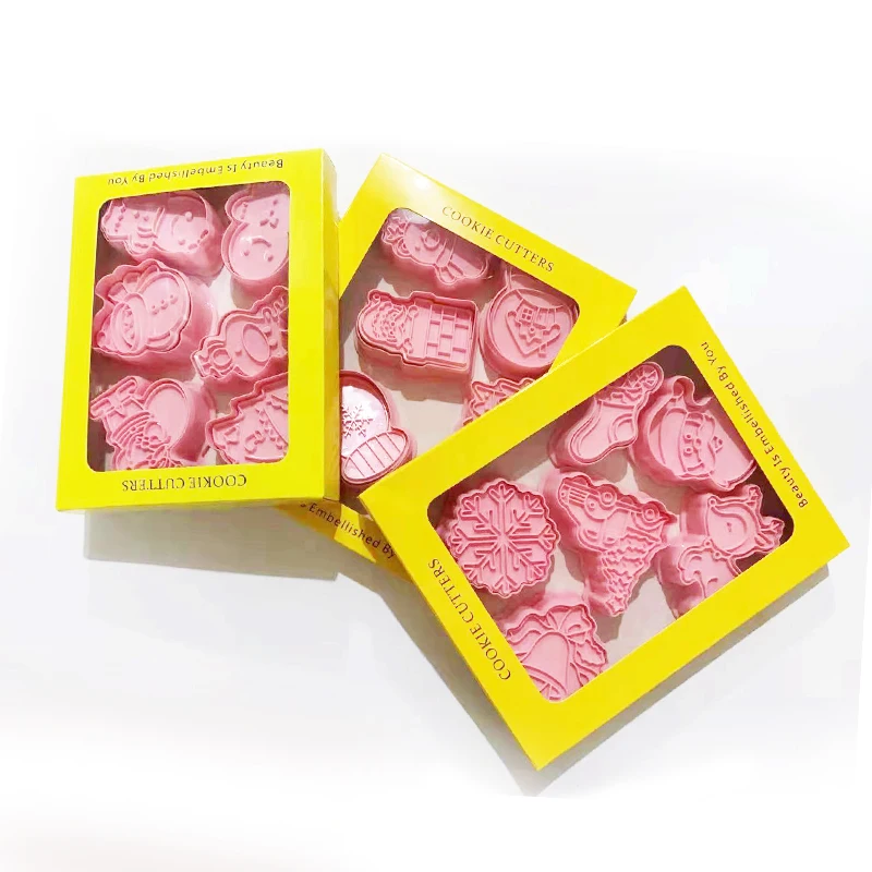 6 ks/set DIY karikatúra pleseň sušienok vianočné cookie nožnice 3D Cartoon Cookie Stamp Plastová pleseň na pečenie Cookie Zdobenie náradia