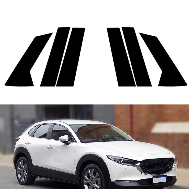 6 ks set lesklý klavír čierny stĺp stĺp stĺpik okien Dvere Side Cover Cover nálepka automobilu sa hodí pre Mazda CX-30 2020-2023 2022 2021