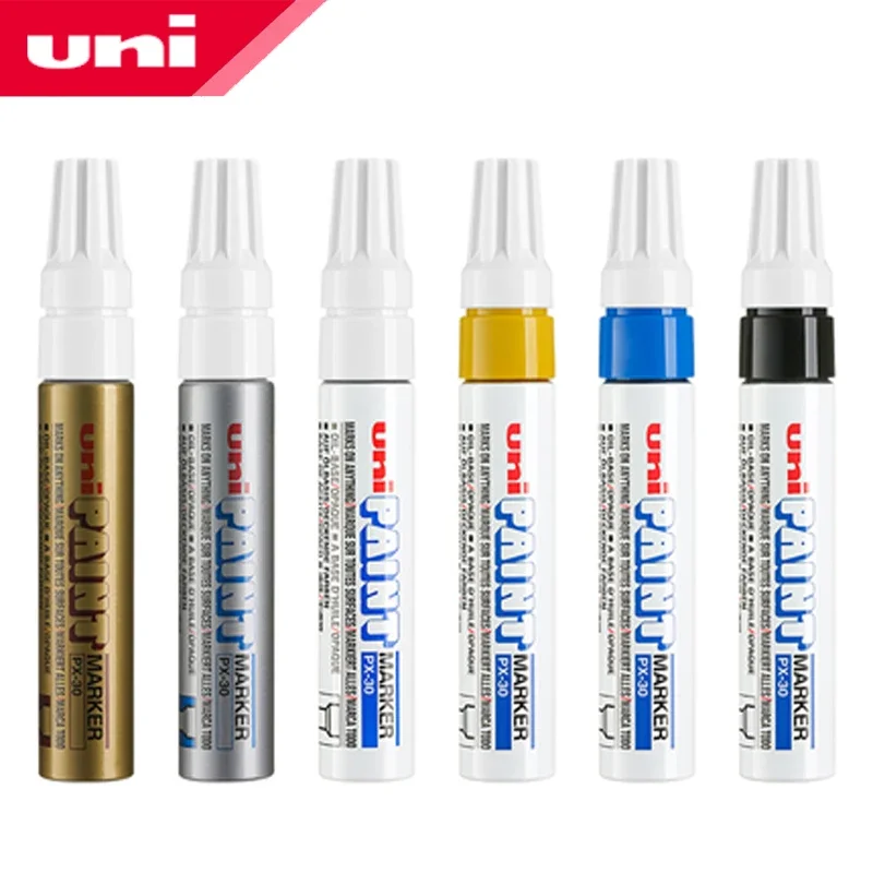 6 ks Uni farby markery PX-30 Priemyselné pero Olej Ole trvalé vodné oprava oprava automobilu Scratch Remover maľba graffiti