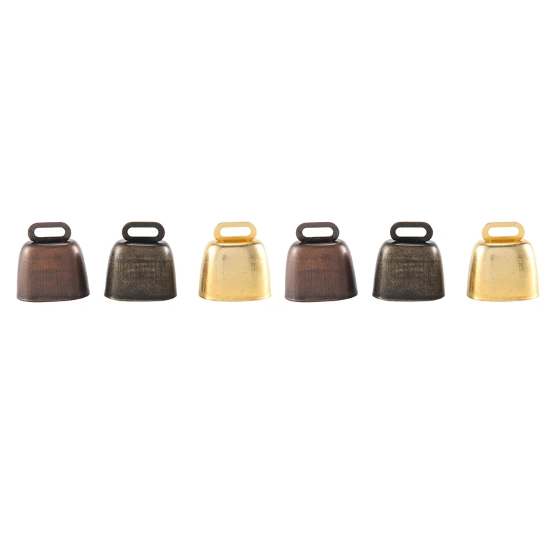 6 kusov Cow Horse Sheep Pasiace malé mosadzné zvony Cowbell Retro Bell na pasenie meďnatiny (zelený bronz, červený bronz, zlato)
