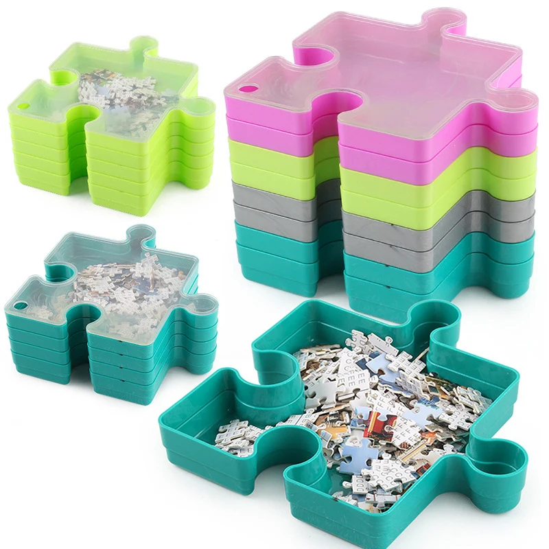6-layerpuzzová úložná skrinka s priehľadným krytom 3D puzzle zostrihovanie triediacich organizátor Multifunkčný skladovací nástroj