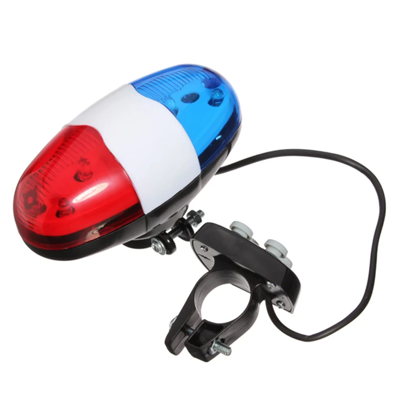 6 LED 4 tónové zvuky Bicykle Bell Police Police Auto Light Elektronická roh Siréna pre deti detské kolobežky Cyklistické svietidlo