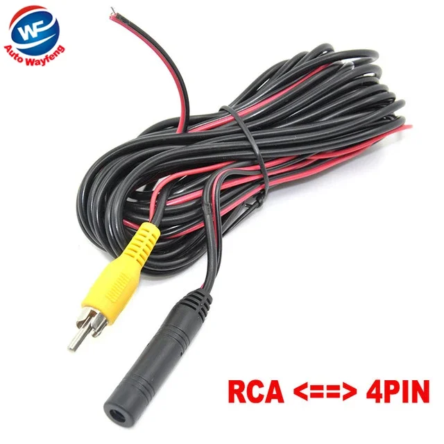 6 metrov RCA-4Pin alebo RCA-RCA Video kábel pre parkovanie automobilu Zadný pohľad zadný pohľad Camera Pripojte monitor automobilu DVD spustený kábel