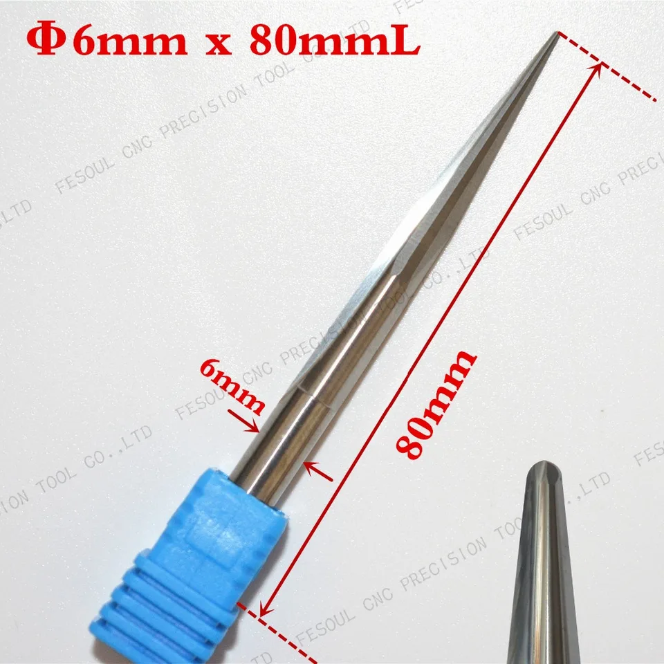 6 mm*80 l, 1ks, koncový mlyn na kužeľový kužeľ z kužeľa, CNC frézka, tuhý karbidový náradie, drevený router bit