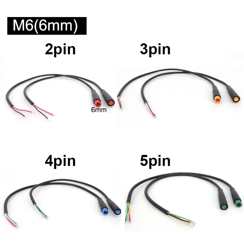 6 mm M6 2/3/4/5 PIN jadro samec samice julet Electric Ebike Butt zástrčka napájací kábel konektor Vodotesný snímač brzdového skútra