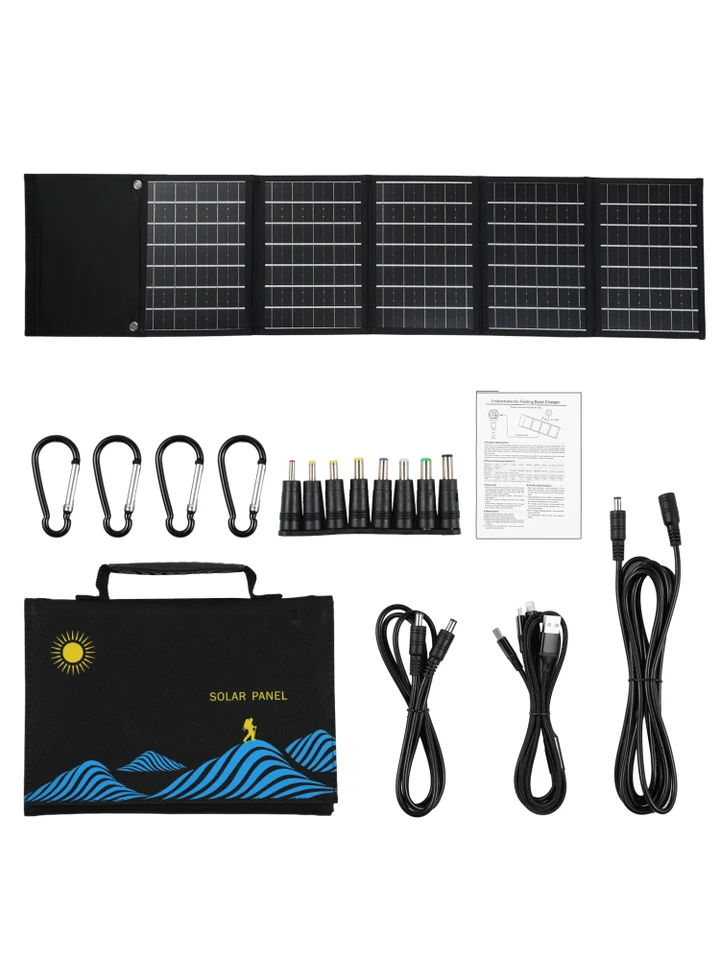 6-násobne 50 W solárne skladacie vrecko Dual USB+DC Output Solar Charger Skoliteľná solárna nabíjačka
