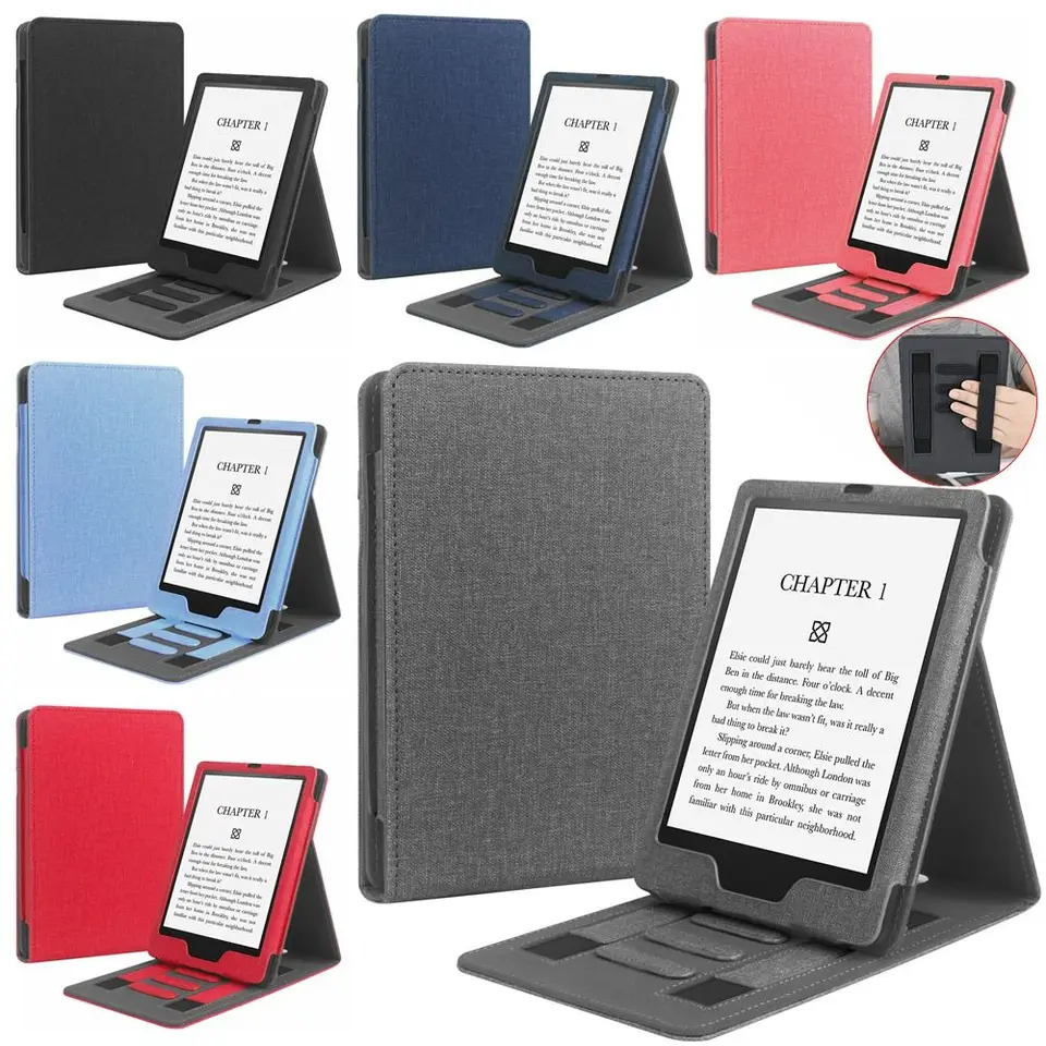 6-palcový stojan na e-čítanie stojan Automatické prebudenie/spánok PU koža C2V2L3 Ochranná škrupina Shopproof s dvojitým ručným popruhom Funda pre Kindle 2022