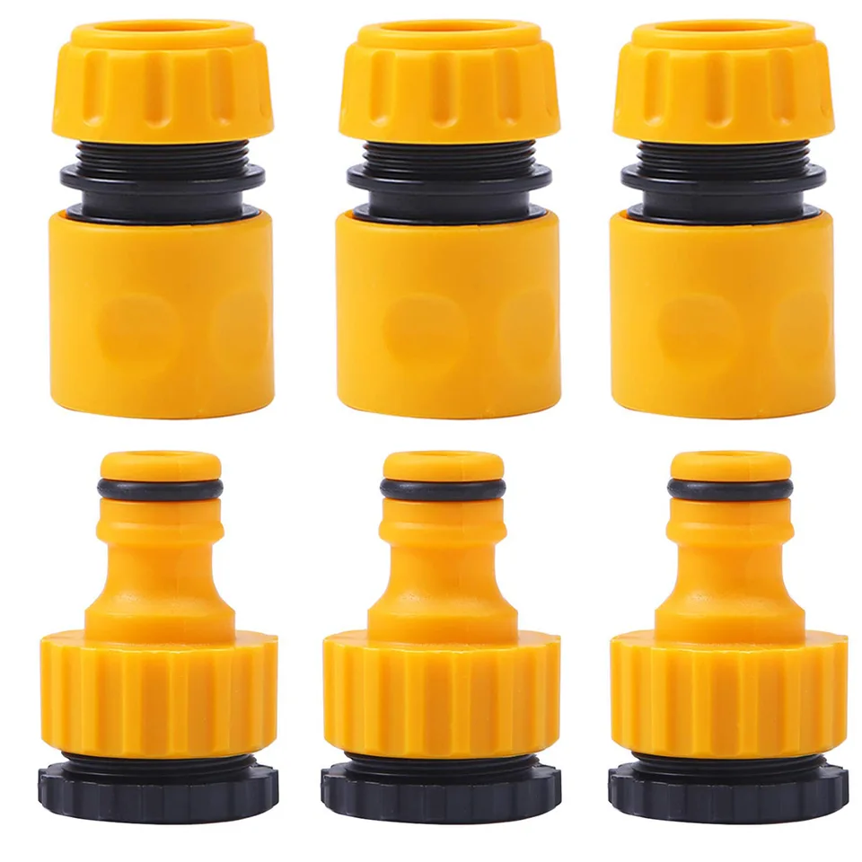 6 PCS ABS Garden Rýchle hadica konektor 1/2 ”koncový dvojitý mužský hadicový spojovací adaptér Sada pre hadicu