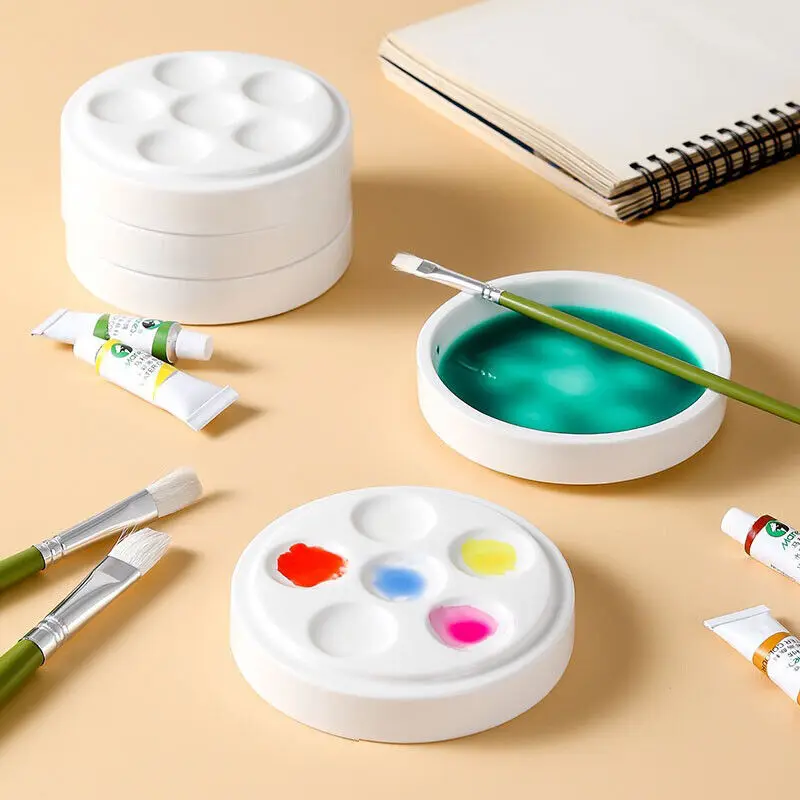6 studní keramická umelecká maľba palety Watercolor Miešanie podnosu Tray Paint Tray Tvar obdĺžnika Gouache Ceramic Palet