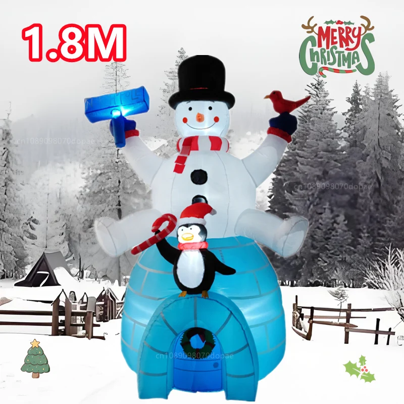 6 stôp vianočné nafukovacie nafukovacie látky Snowman a tučniak SET SET Snowhouse Modely Vstavané LED svetlá Vnútorné vonkajšie zábavné dekorácie Party