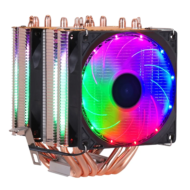 6 tepelných pipov RGB CPU chladiča chladiča chladiča 3pin 4pin 2 ventilátor pre LGA 1150 1155 1156 1366 2011 x79 x99 Základná doska