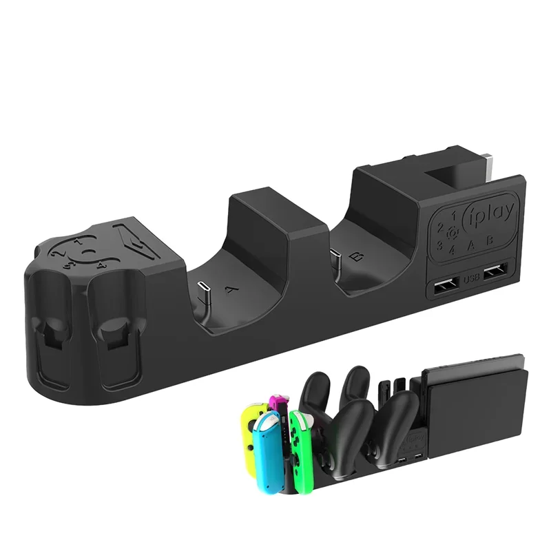 6 v 1 Controller Charger Dock Station pre Switch 4 JoyPad 2 Pro Controllers USB 2.0 nabíjacie stánky
