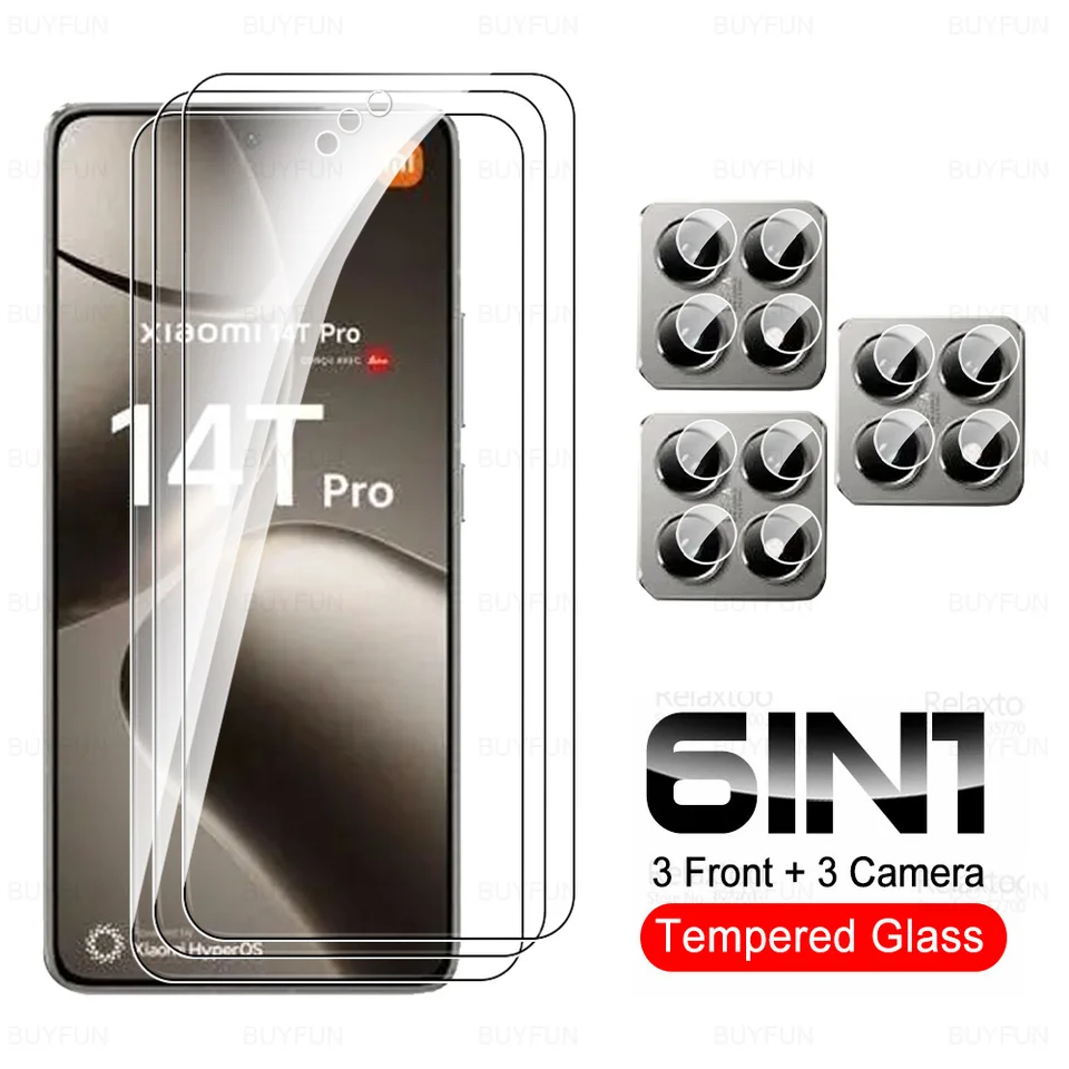 6 v 1 pre Xiaomi 14T Pro Temperované sklo Plné krytiny obrazovky na obrazovke na Mi 14tpro 14 T Xiaomi14t Xiaomi14tpro 5G Armor Film