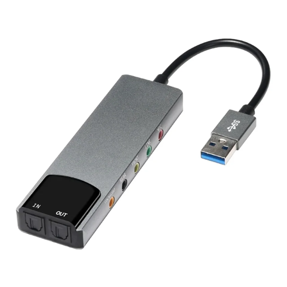 6-v-1 Zvuková karta počítača 5.1 USB Externá zvuková karta Multifunkčný zvukový konvertor pre notebook Hliníkovú zvukovú kartu