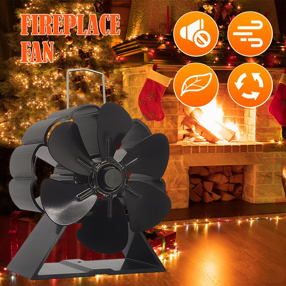 6 Čepele Mini krbový ventilátor tepelne poháňaný kachľový ventilátor drevené guľa