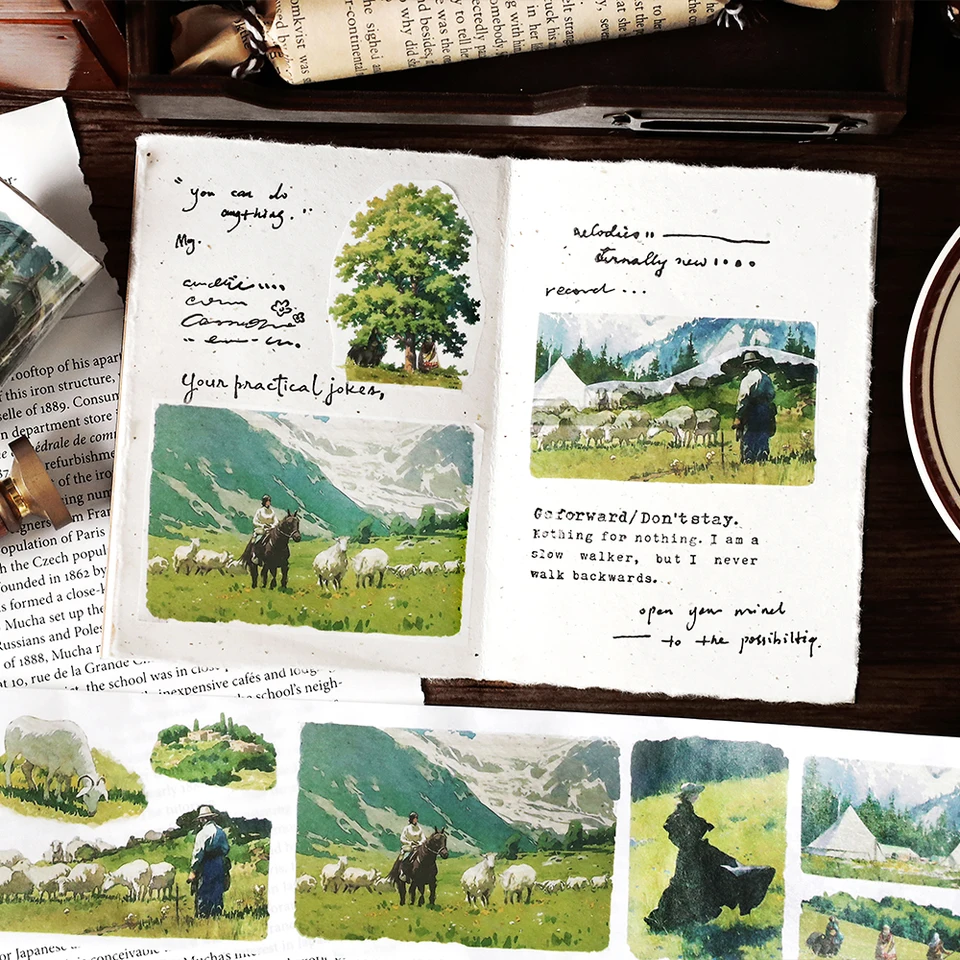 6 štýlov 40/60 mm*200 cm Life je séria divočiny Mountain Forest Téma nálepka DIY Dekoratívne nálepka