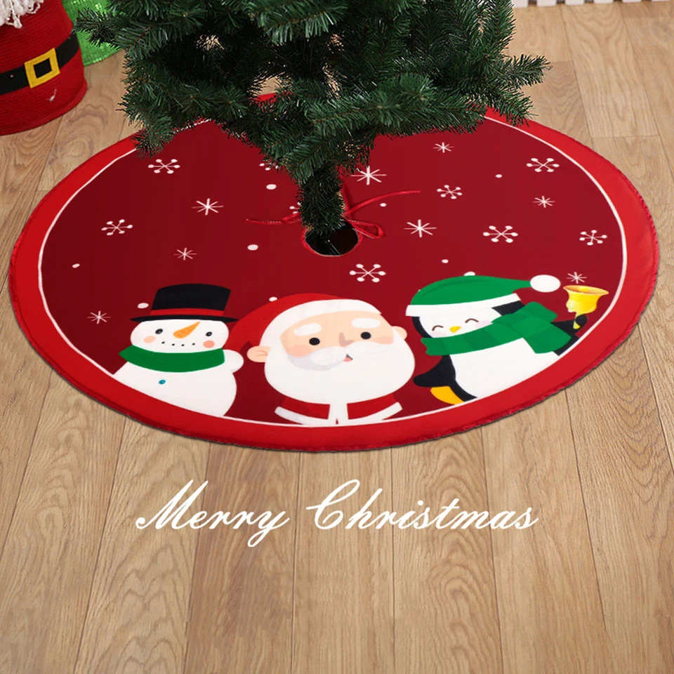 60/70/90 cm sukňa vianočného stromu Červený vianočný stromček Nožný kryt Santa Claus Snowflake vianočný stromček koberec podložka