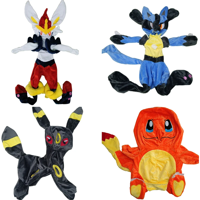 60/90 cm Pokémon Lucario Cinderce Plush Plush Karmander Squirtle Nepchrípaný plyšový plyšový kawaii Plushes polotovary hračky pre deti