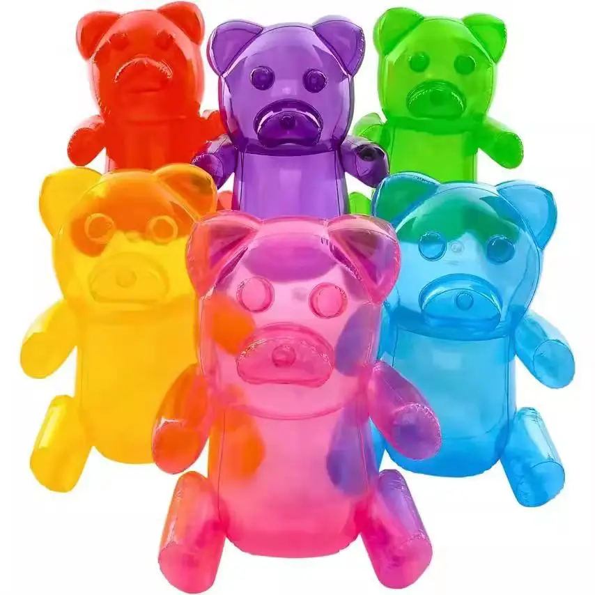 60 cm roztomilý novinka nafukovací gumý medveď priehľadný PVC Animal Candy Doll na narodeninovú oslavu Karneval