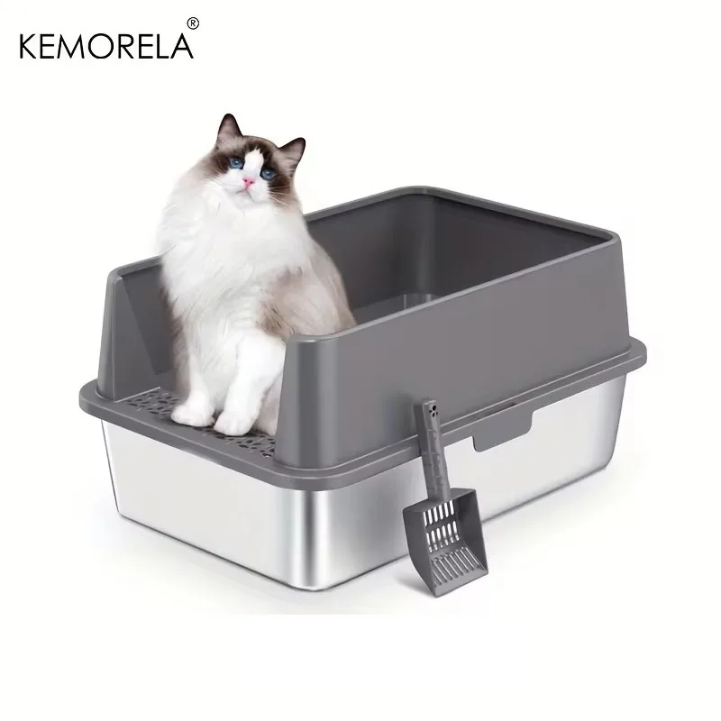 60 cm Super veľká xl z ​​nehrdzavejúcej ocele s vrhou s vekom vysoká strana veľkej podstielky vhodná pre 2LARGE CATS