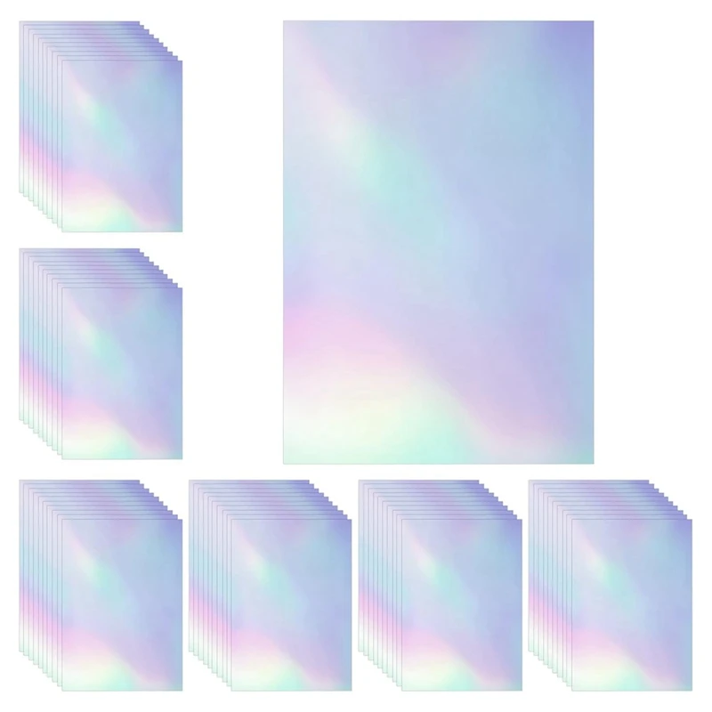 60 listov Holografické laminátové listy Clear Gitter Holographic Sticker Paper Vinyl Laminate Film 11,7 x 8,3 palca A4 Veľkosť
